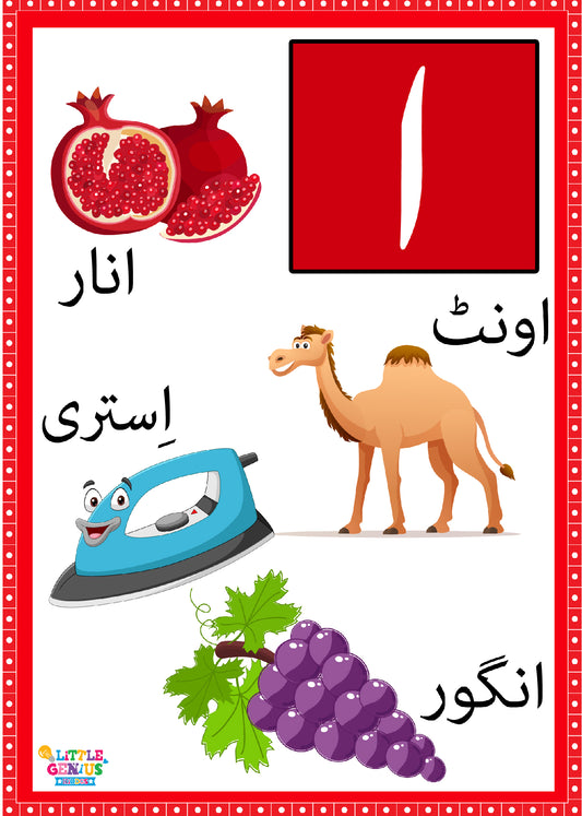 Large Hurf-e-Tehejji Flashcards with 4 Vocabularies