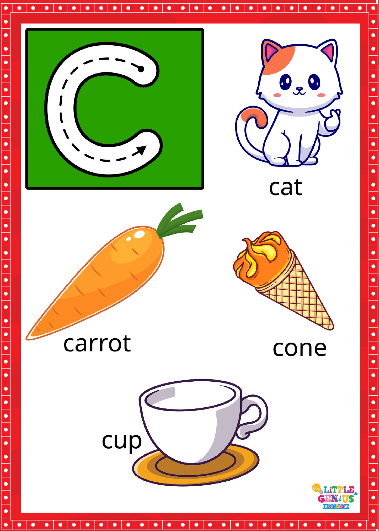 Large Alphabet Flashcards β With 4 Vocabulary Words Per Card