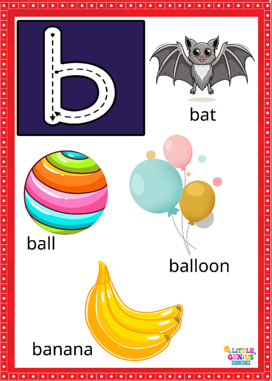 Large Alphabet Flashcards – With 4 Vocabulary Words Per Card