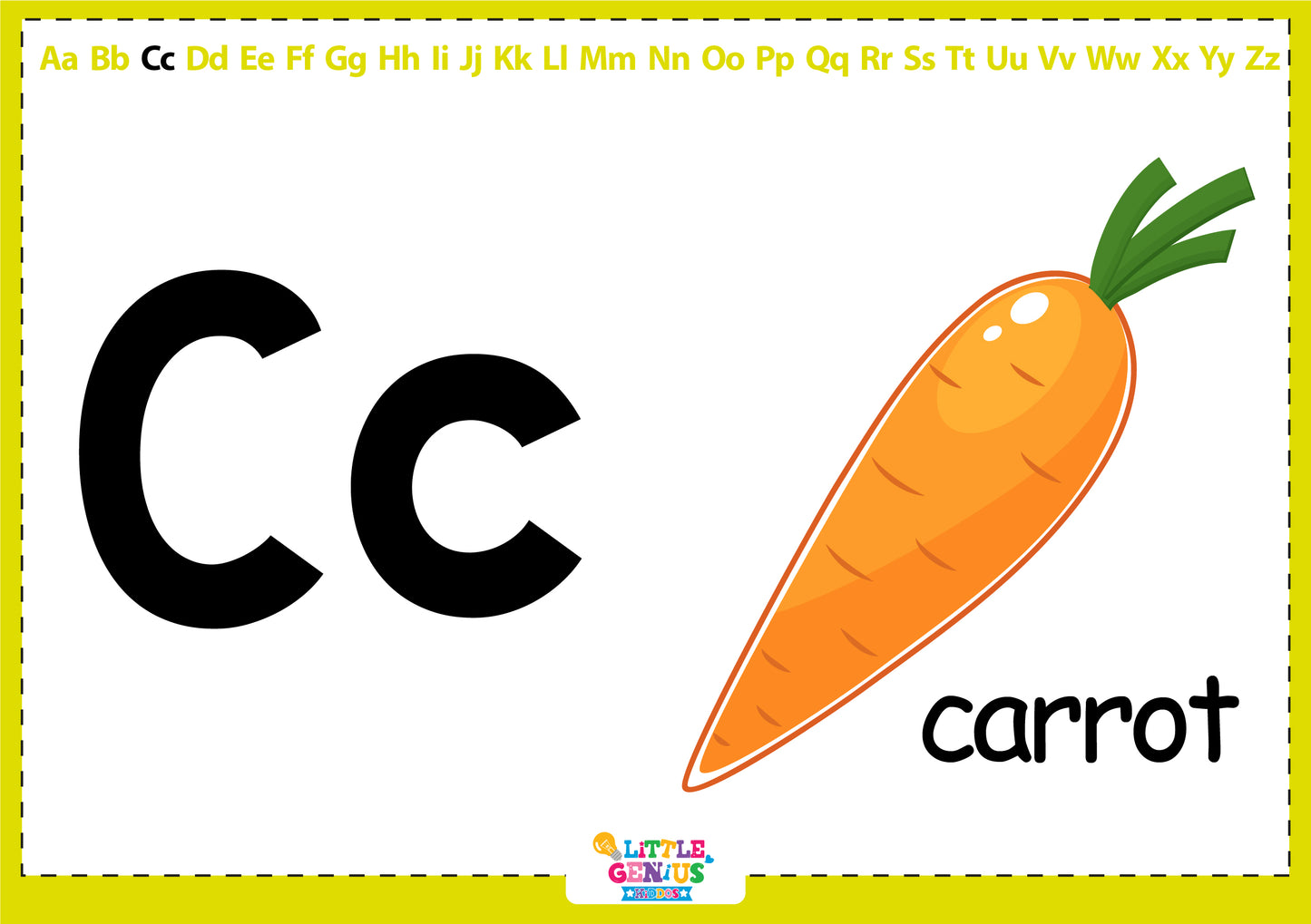 A–Z Alphabet Flashcards with Single Vocabulary – Bold Letters