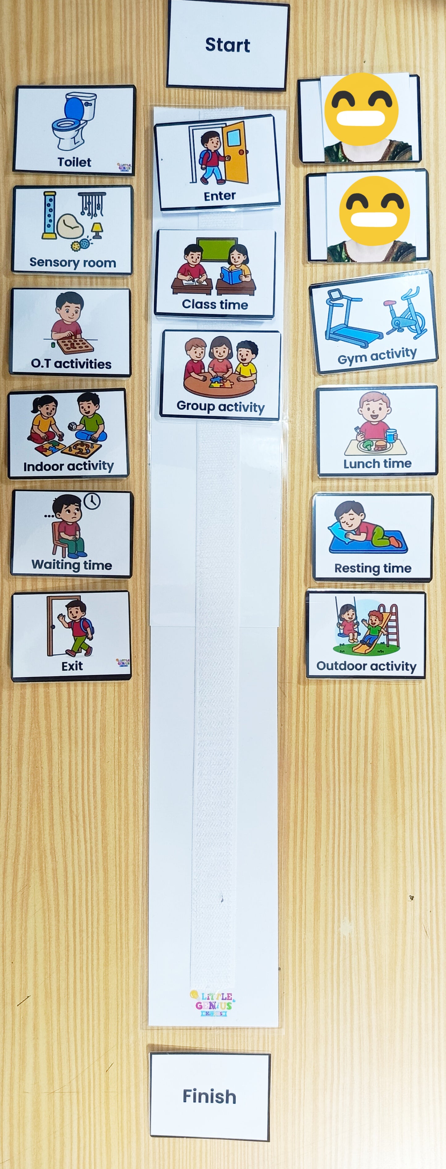 PECS Visual Schedule with 21-Inch Velcro Strip – 17 Activity Cutouts + 2 Blank Picture Cards ABLLS R SUPPORTED