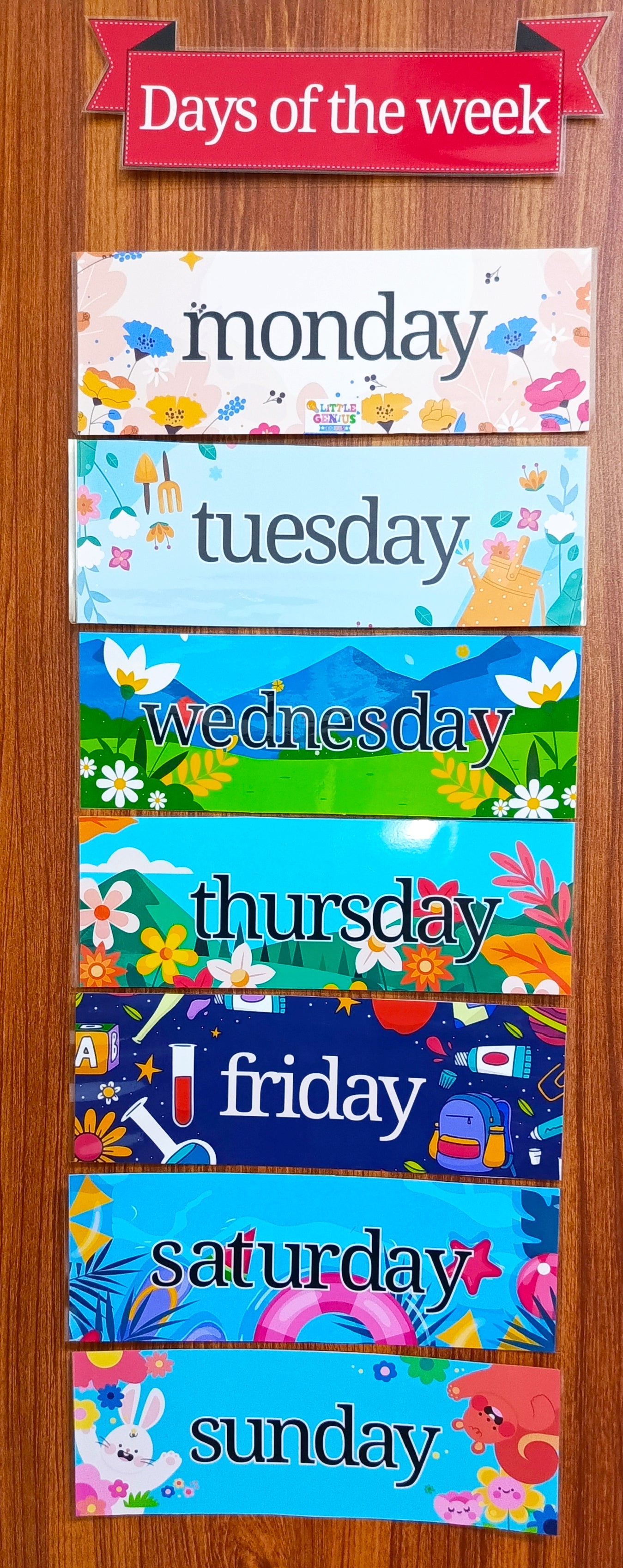 Days of the Week Flashcards β Floral Illustrated Wall Decor for Kids' Rooms & Classrooms (Includes Title Card)