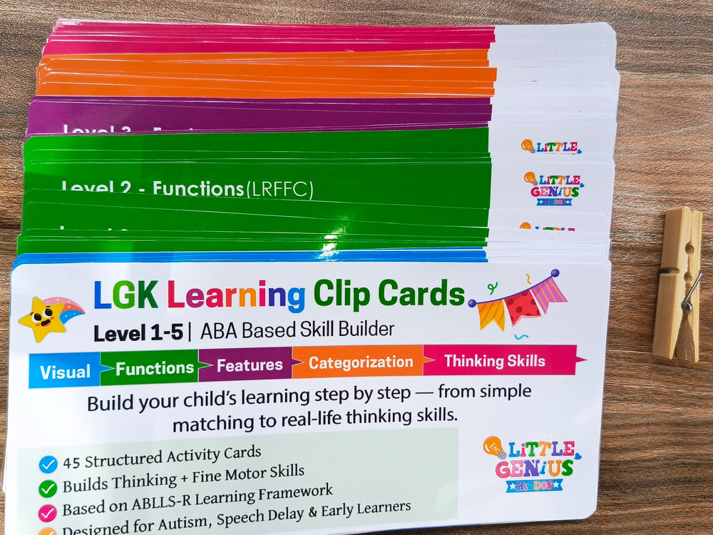 ABA Learning Clip Cards (Level 1–5) – Autism & Special Education Skill Builder | Matching, Functions, Categorization & Thinking Skills | Fine Motor + Cognitive Development | Laminated Activity Cards for Kids