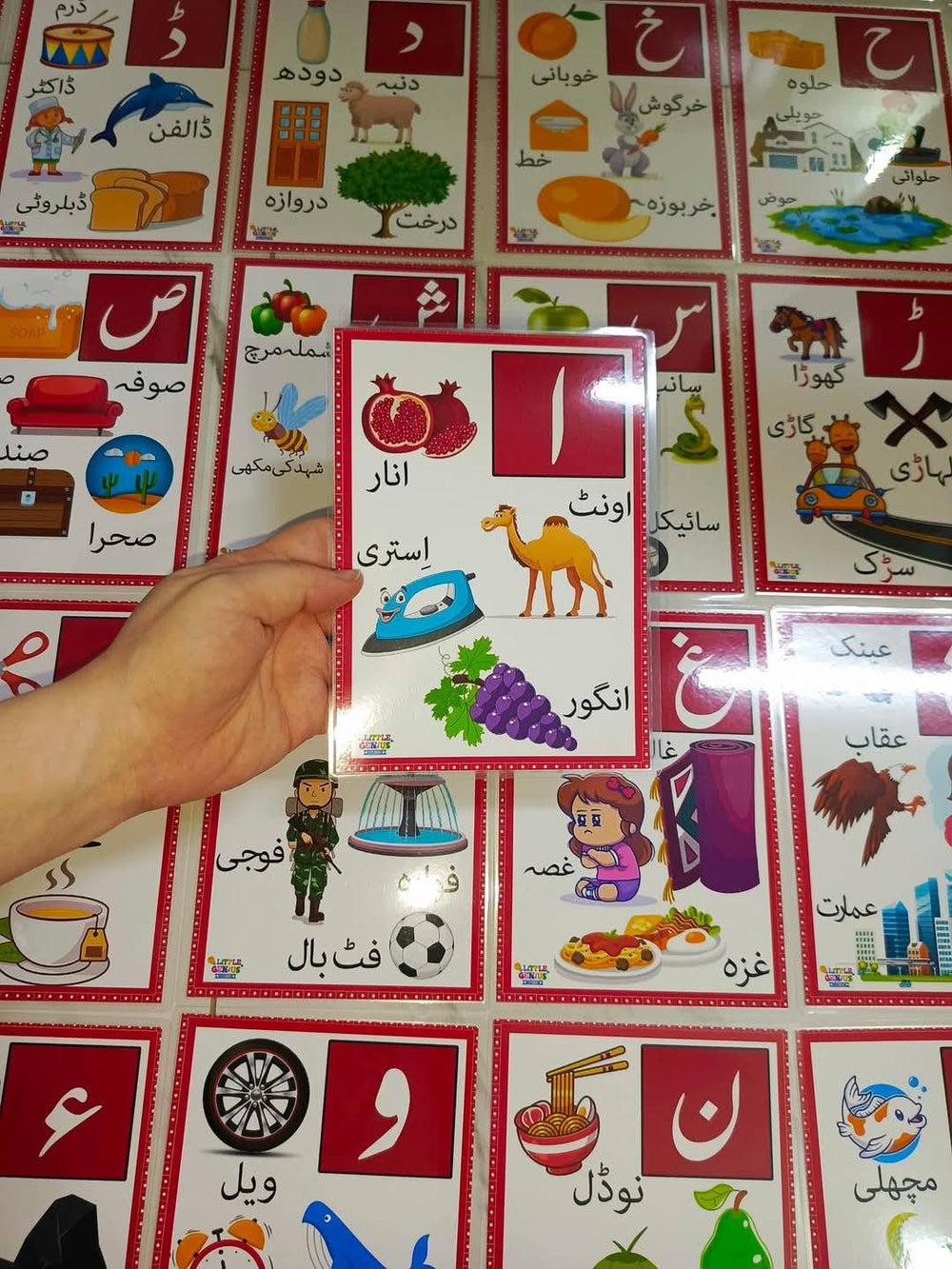Large Hurf-e-Tehejji Flashcards with 4 Vocabularies