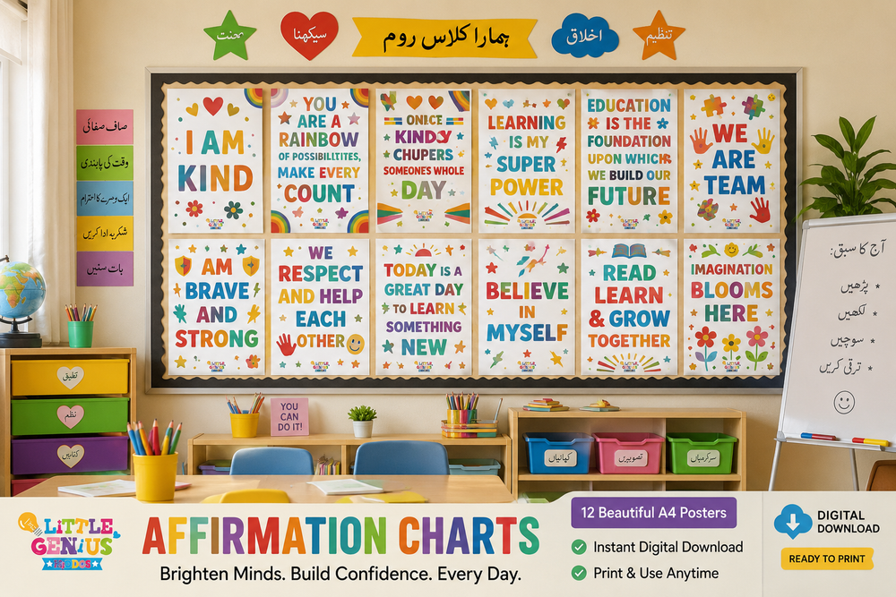 Positive Affirmations Posters for Classroom | 17 A4 Colorful Motivational Wall