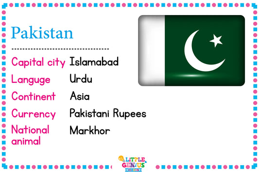 25 Countries With Their Details – Educational Flashcards