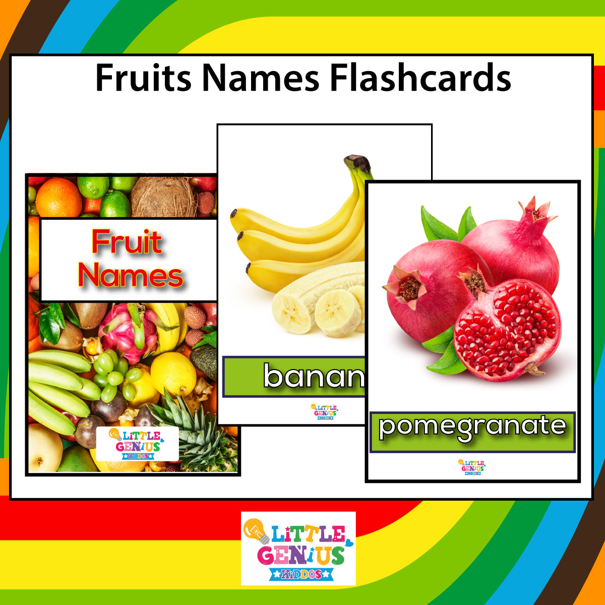 17 Fruits Flashcards – Colorful &amp; Educational Visual Learning Tool