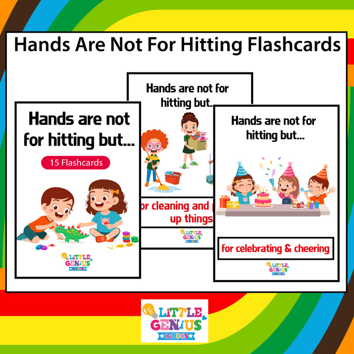Hands Are Not For Hitting – 13 Behavior Flashcards – Little Genius Kiddos