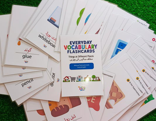 Urdu English Vocabulary Flashcards for Kids | Everyday Learning Flashcards | 60 Cards