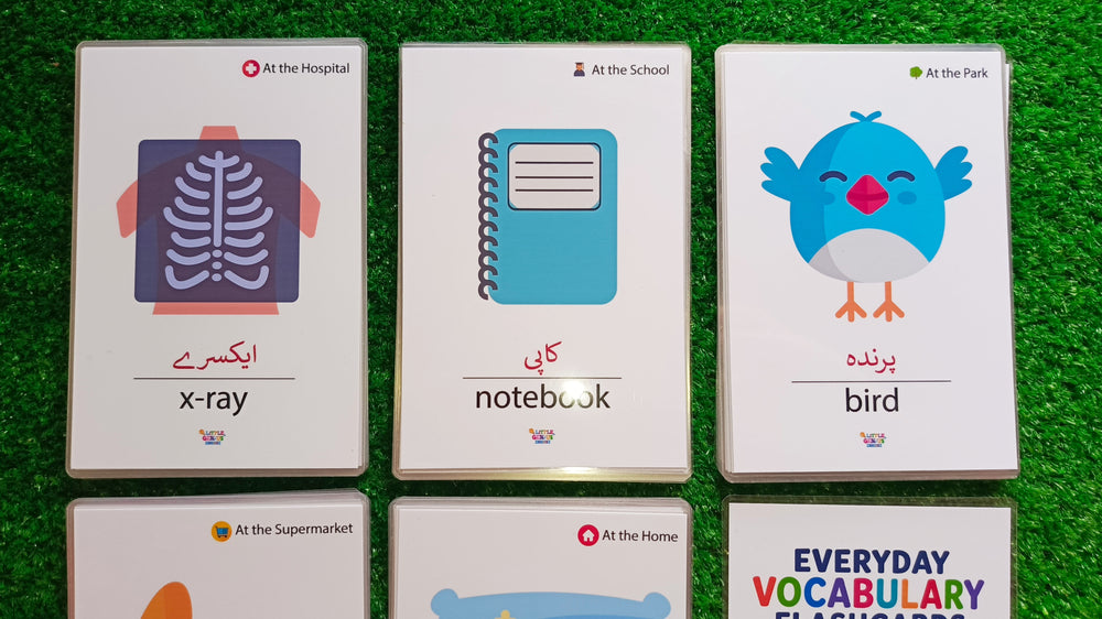 Urdu English Vocabulary Flashcards for Kids | Everyday Learning Flashcards | 60 Cards