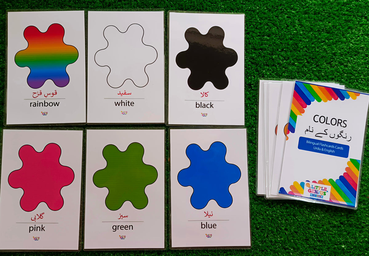 Bilingual Colours Flashcards | Urdu & English | 12 Ready-to-Use Laminated Cards