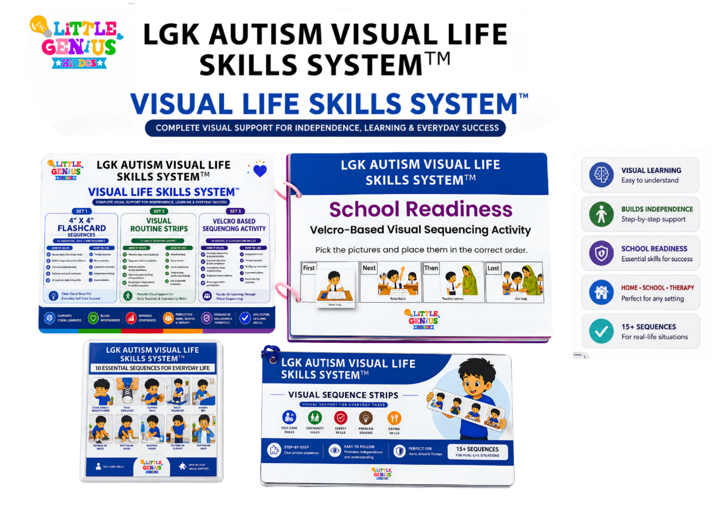 LGK Autism Visual Life Skills System™ | Visual Schedule, Sequencing Activities & Life Skills Flashcards for Autism, ADHD & Special Education ABLLS-R