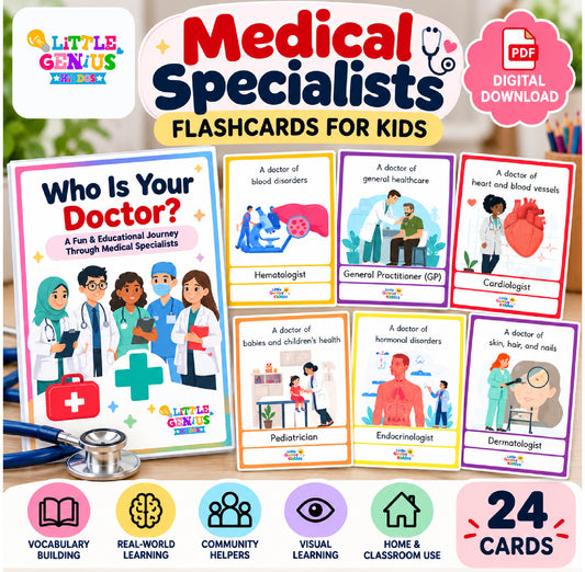 Medical Specialists Flashcards for Kids | Doctors & Healthcare Professions | Digital Download