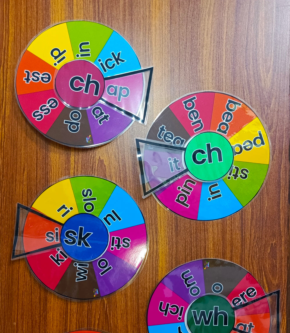 15 in 1 Phonics Spinner Wheel Set – Beginning & Ending Blends for Class Decor,  Early Literacy, Speech Therapy & Special Education (SK, CH, CK, SH, TH, ST, TR, GR & More)