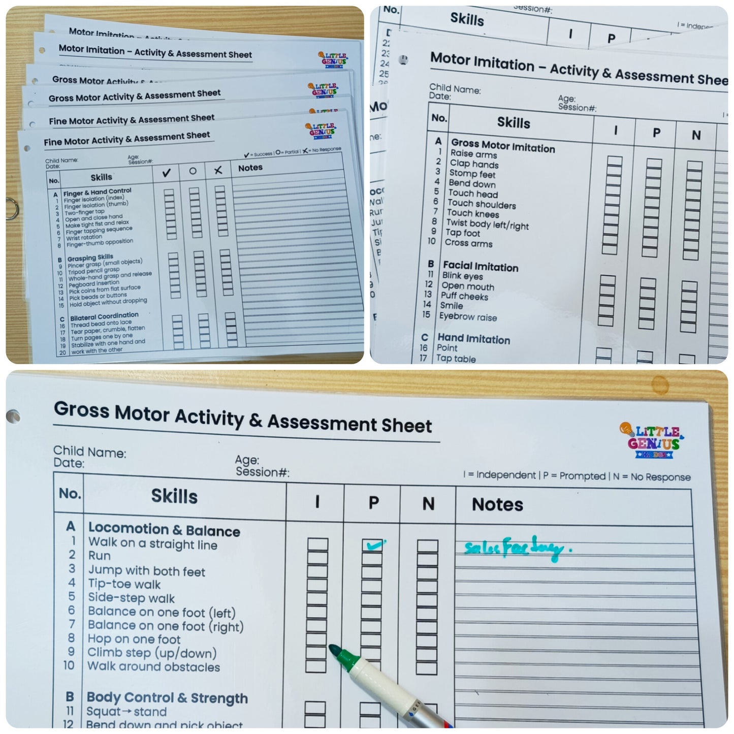 Motor Skills Assessment Pack (ABLLS-R Inspired) – Laminated Therapy Sheets for SEN & ABA Use