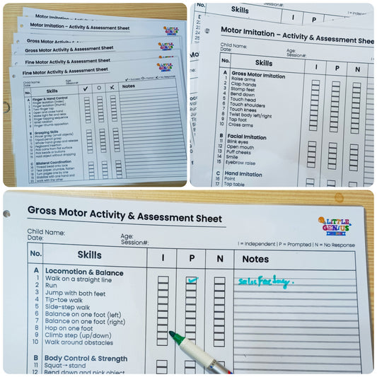 Motor Skills Assessment Pack (ABLLS-R Inspired) – Laminated Therapy Sheets for SEN & ABA Use