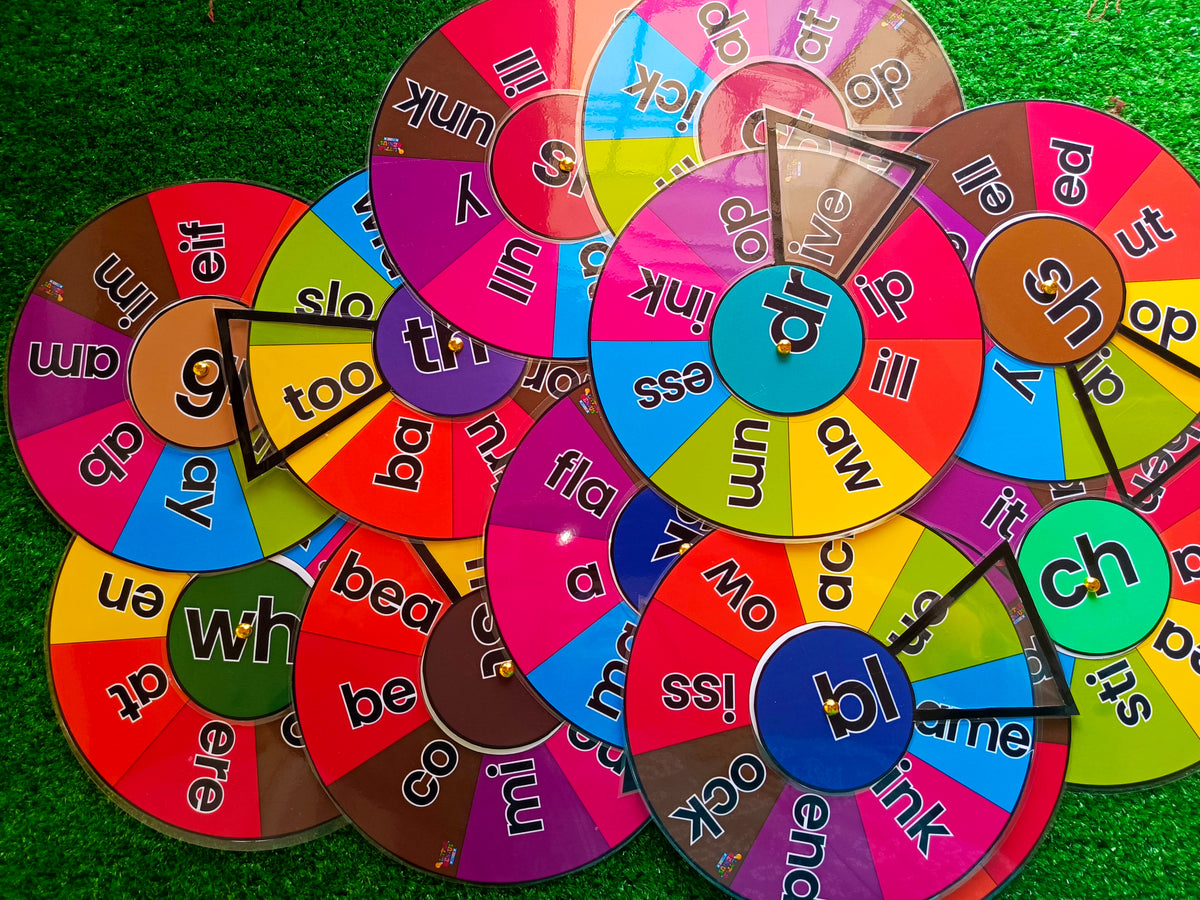 15 in 1 Phonics Spinner Wheel Set – Beginning & Ending Blends for Class Decor,  Early Literacy, Speech Therapy & Special Education (SK, CH, CK, SH, TH, ST, TR, GR & More) (ABLLS-R Q, H, P