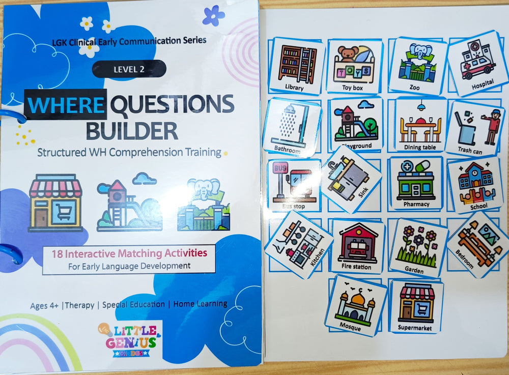 LGK Level 2B: WH Questions Builder | Who, What, Where & Why for Speech Delay & Autism (ABA & ABLLS-R Aligned)
