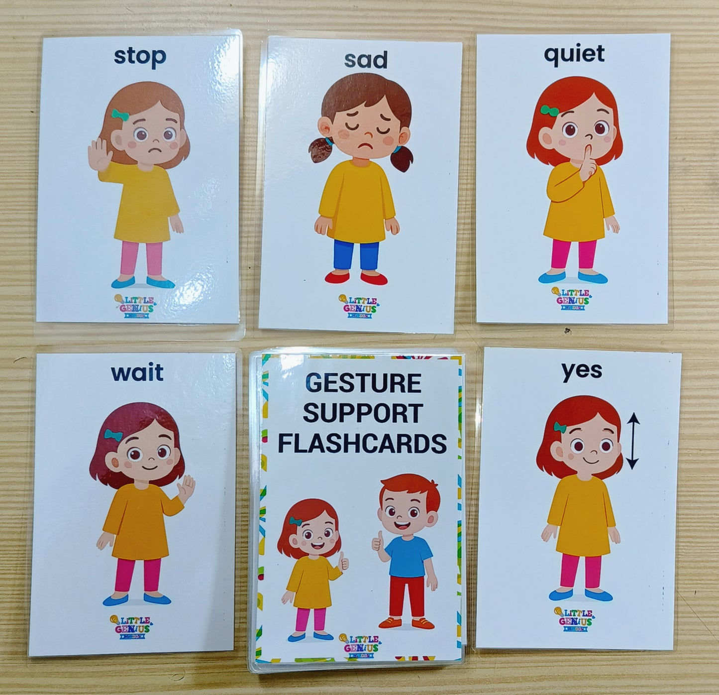 Gesture Support Flashcards for Special Education (Girl + Boy, Dual-Sided, 28 Cards)