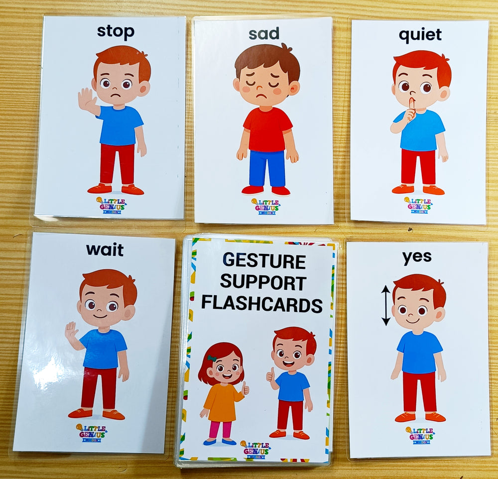 Gesture Support Flashcards for Special Education (Girl + Boy, Dual-Sided, 28 Cards)
