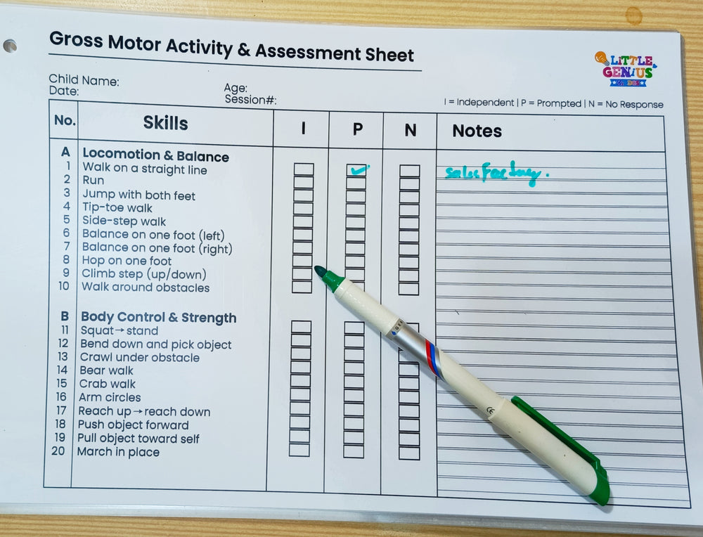 Motor Skills Assessment Pack (ABLLS-R Inspired) – Laminated Therapy Sheets for SEN & ABA Use