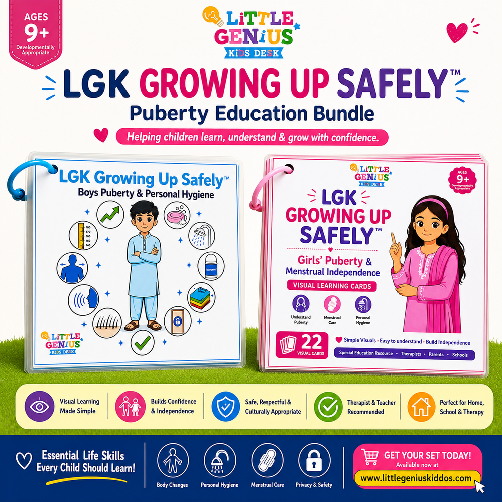 LGK Growing Up Safely™ Puberty Education| Boys & Girls Menstrual Independence Visual Cards for Autism & Special Education