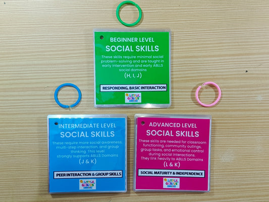 Supports learning areas found in ABLLS-R Domains (H, I, J, K, L) — the essential social foundations every child needs