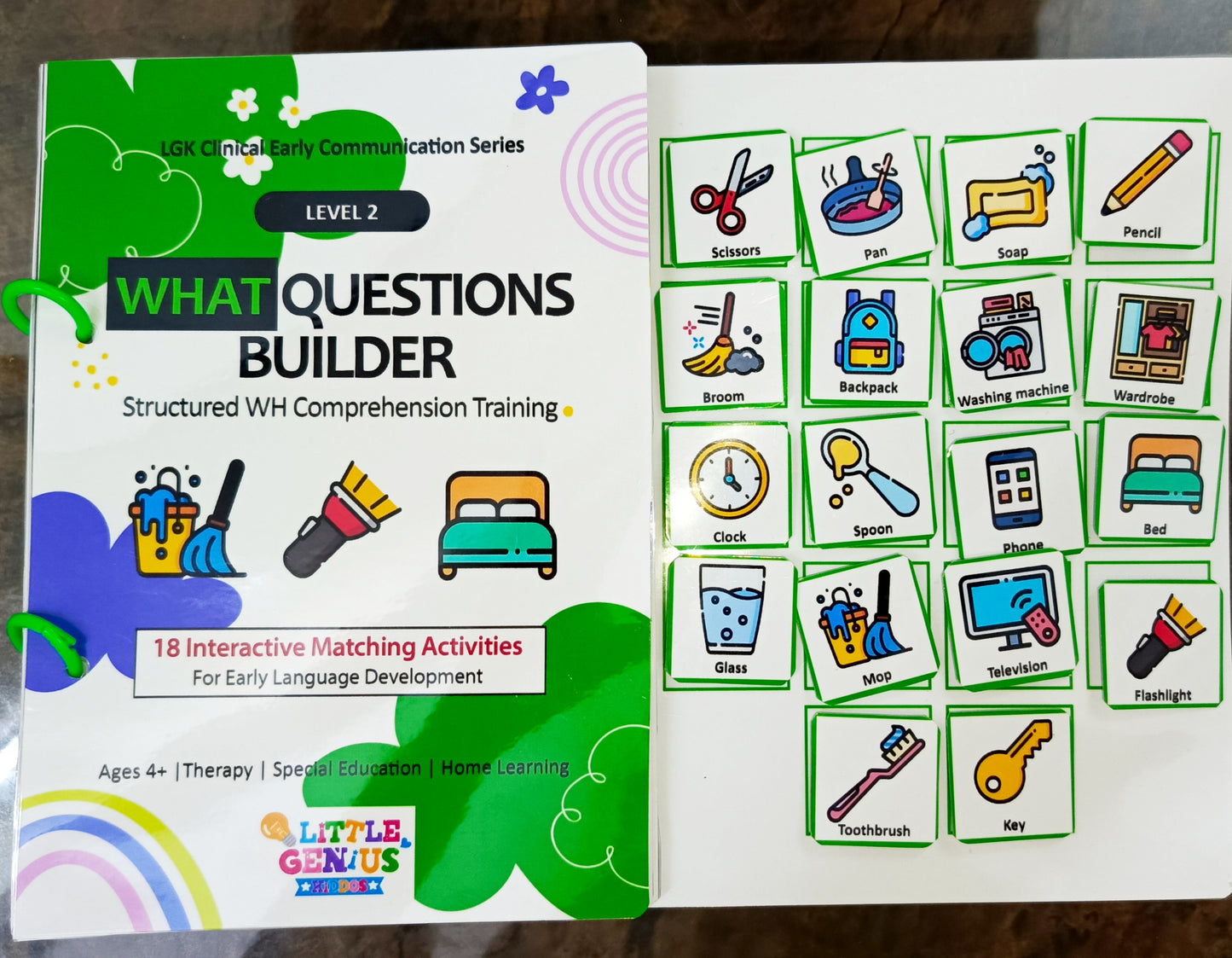 LGK Level 2B: WH Questions Builder | Who, What, Where & Why for Speech Delay & Autism (ABA & ABLLS-R Aligned)