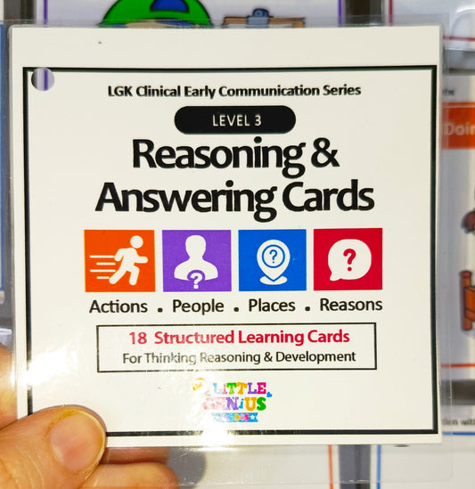 LGK Level 3 – Intraverbal Reasoning & WH Answering Cards (4×4) | ABLLS-R Aligned Communication System for Autism & Speech Therapy