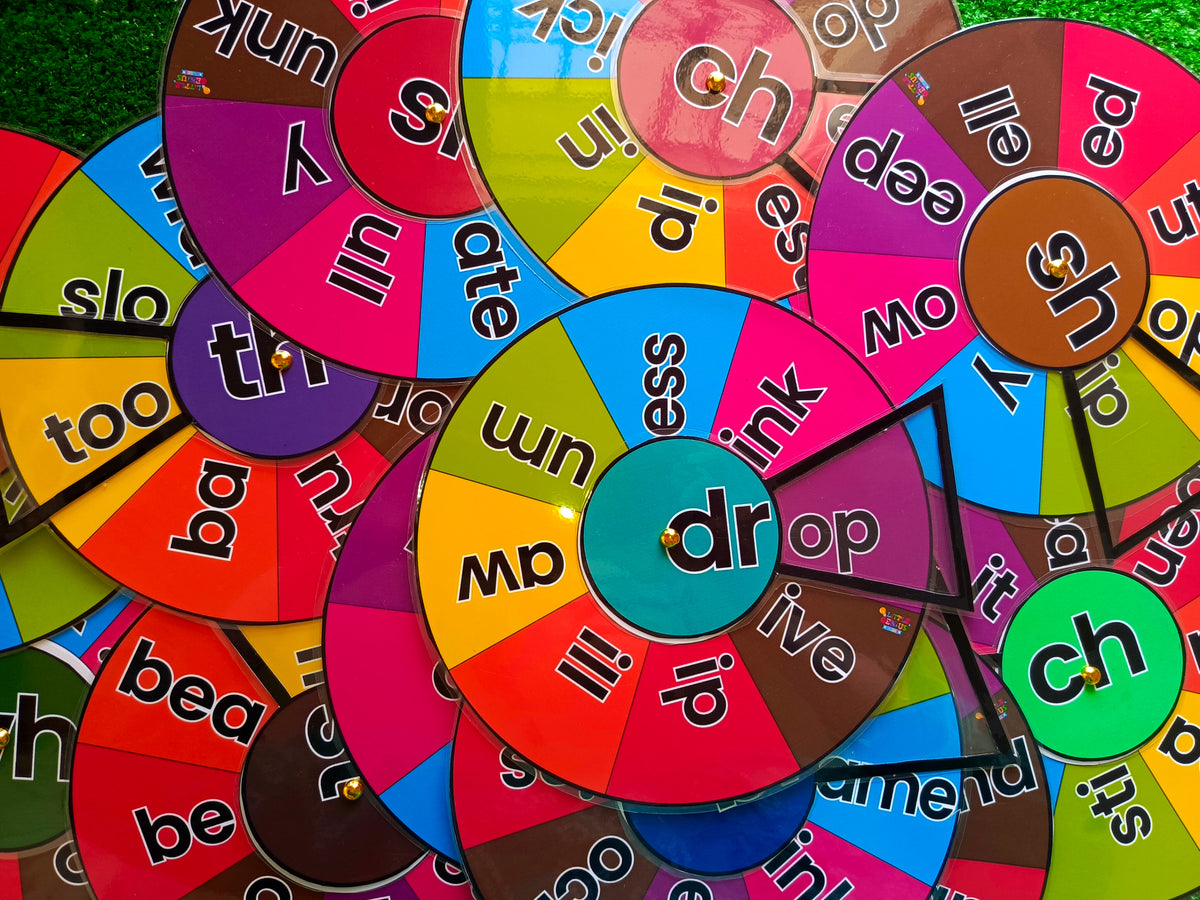 15 in 1 Phonics Spinner Wheel Set – Beginning & Ending Blends for Class Decor,  Early Literacy, Speech Therapy & Special Education (SK, CH, CK, SH, TH, ST, TR, GR & More) (ABLLS-R Q, H, P