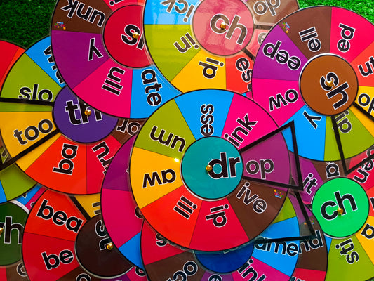 15 in 1 Phonics Spinner Wheel Set – Beginning & Ending Blends for Class Decor,  Early Literacy, Speech Therapy & Special Education (SK, CH, CK, SH, TH, ST, TR, GR & More) (ABLLS-R Q, H, P