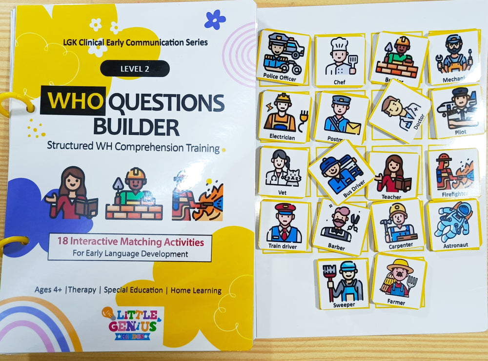 LGK Level 2B: WH Questions Builder | Who, What, Where & Why for Speech Delay & Autism (ABA & ABLLS-R Aligned)